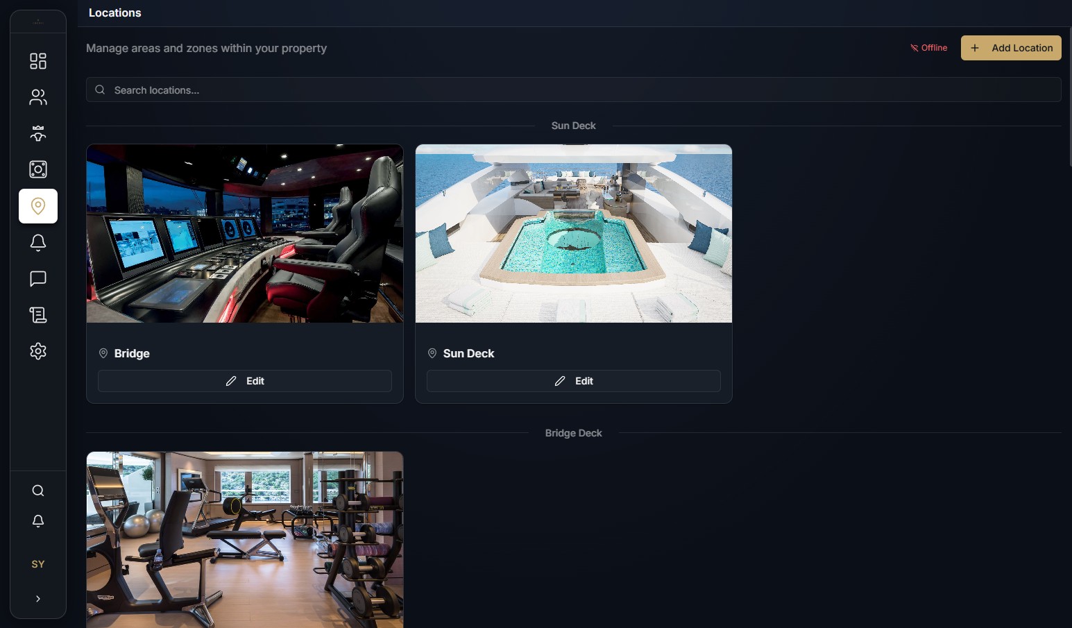OBEDIO Locations - yacht areas with photos