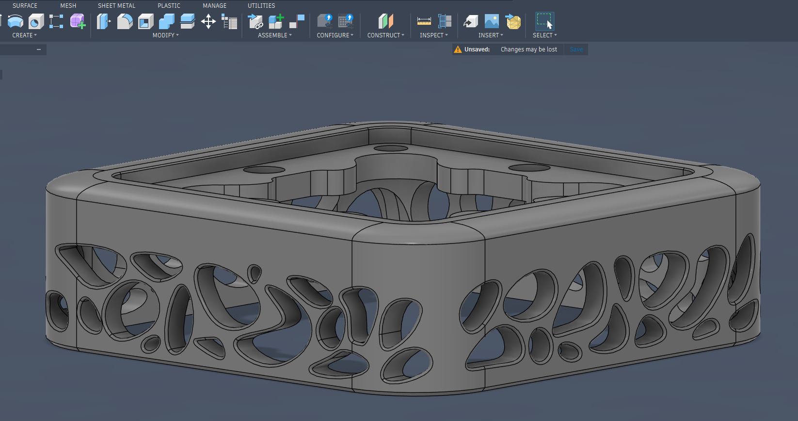 Fusion 360 3D model of OBEDIO SmartButton with perforated grille