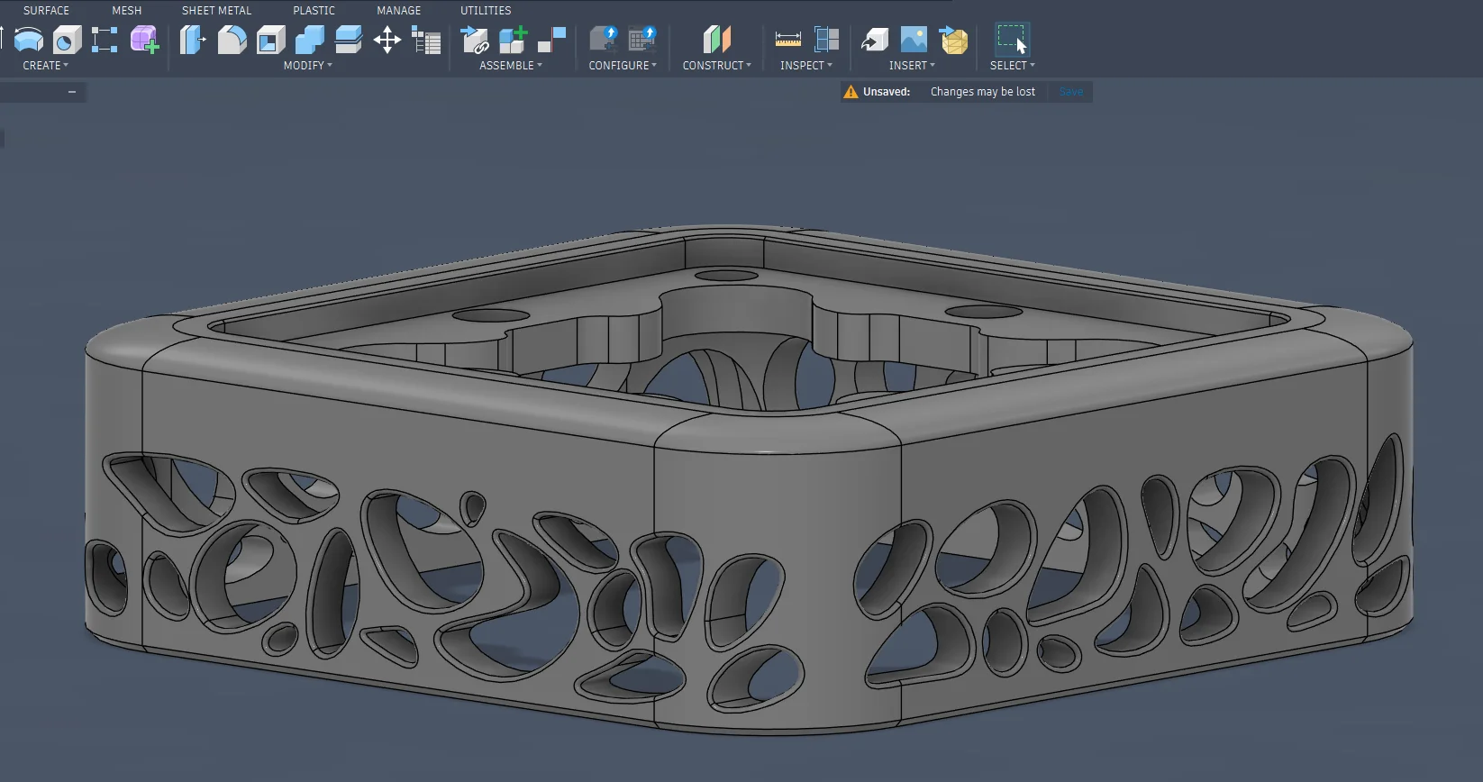 Fusion 360 3D model of OBEDIO SmartButton with perforated grille