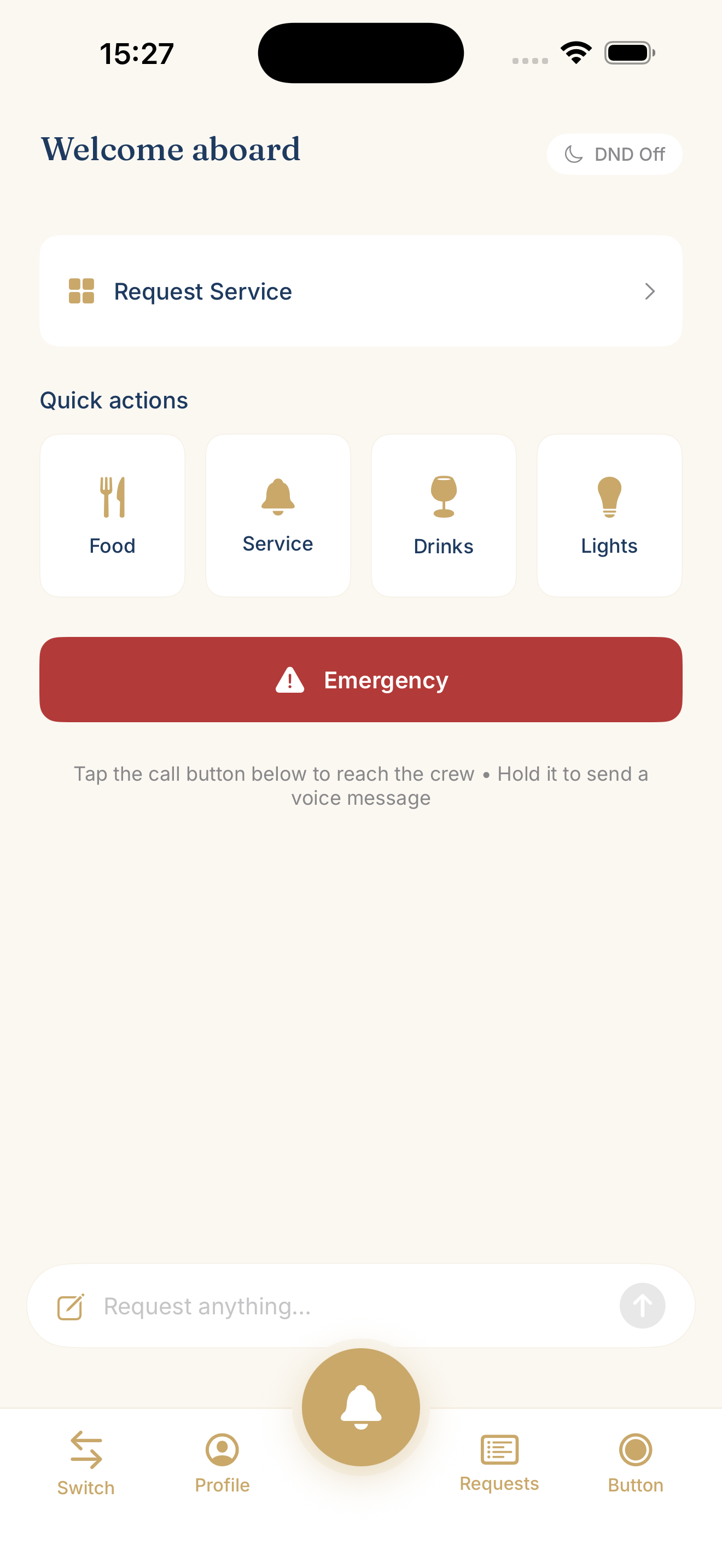 OBEDIO Guest main screen on iOS