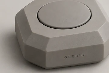 Faceted form in matte grey
