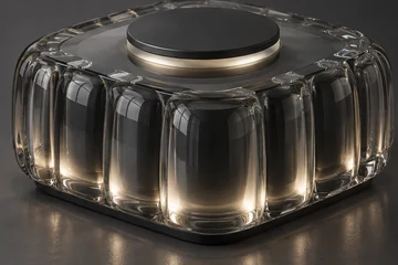 Fluted glass form, lit from within