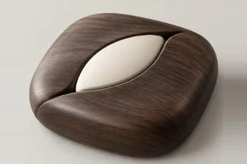 Walnut form with a light contrasting inlay