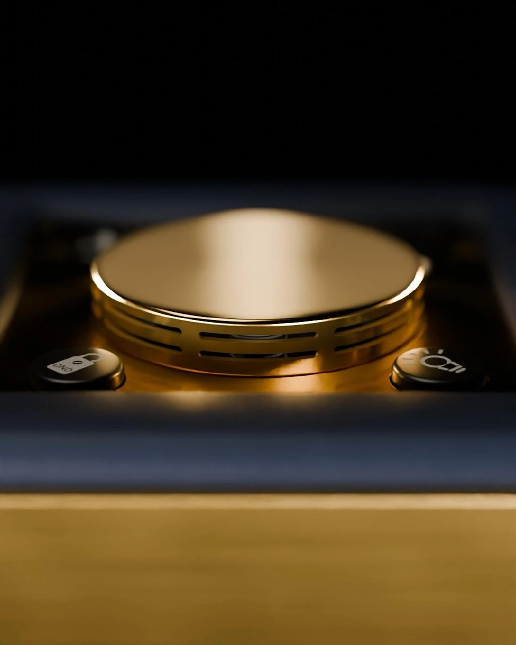 Close-up of the polished gold OBEDIO SmartButton